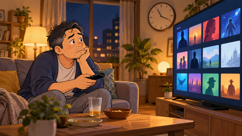 映画を選ぶおじさん